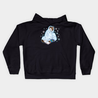 Cozy Xmas cat with book Kids Hoodie